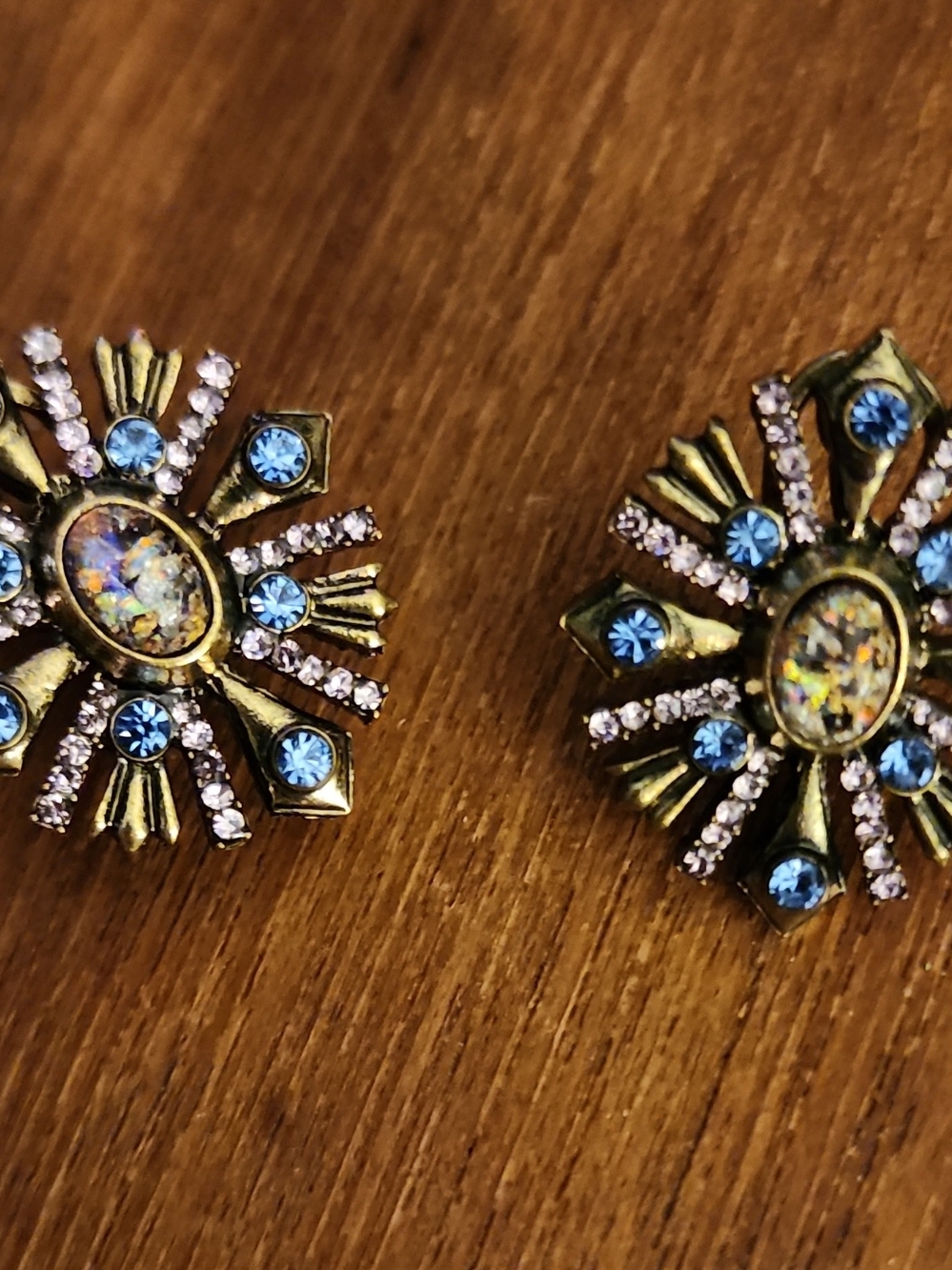 Heidi Daus Fireworks Blue Starburst Clip Earrings